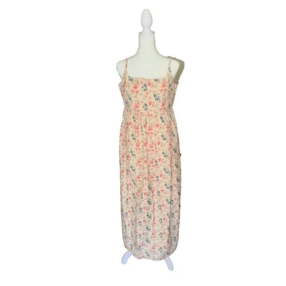 NEW Rebecca Taylor Long Emma Dress Size 8 Floral Maxi Cream Blush Blue Pockets - Picture 2 of 12